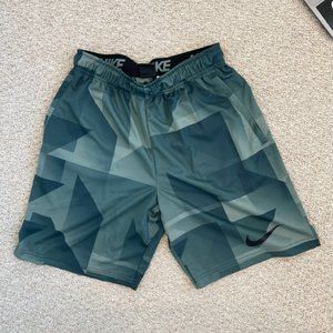 Nike Men's Green Patterned Athletic Dri-Fit Shorts